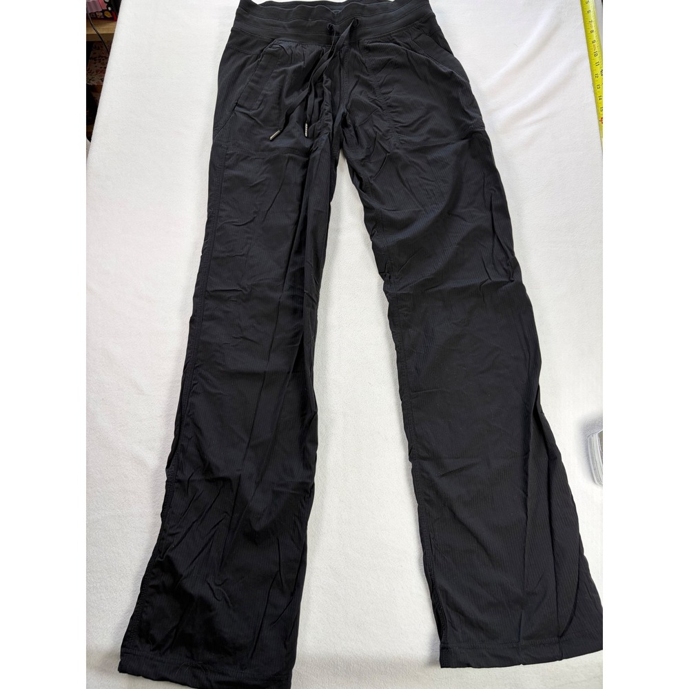 Lululemon Dance Studio Pant III Black Pinstripe Straight Leg LW5GNQT Size 6
